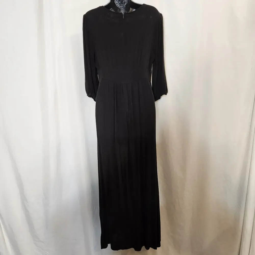 PINK LILY Black Tie Front Ribbed Duster Romper Goth Witchy Witch Womens Large L